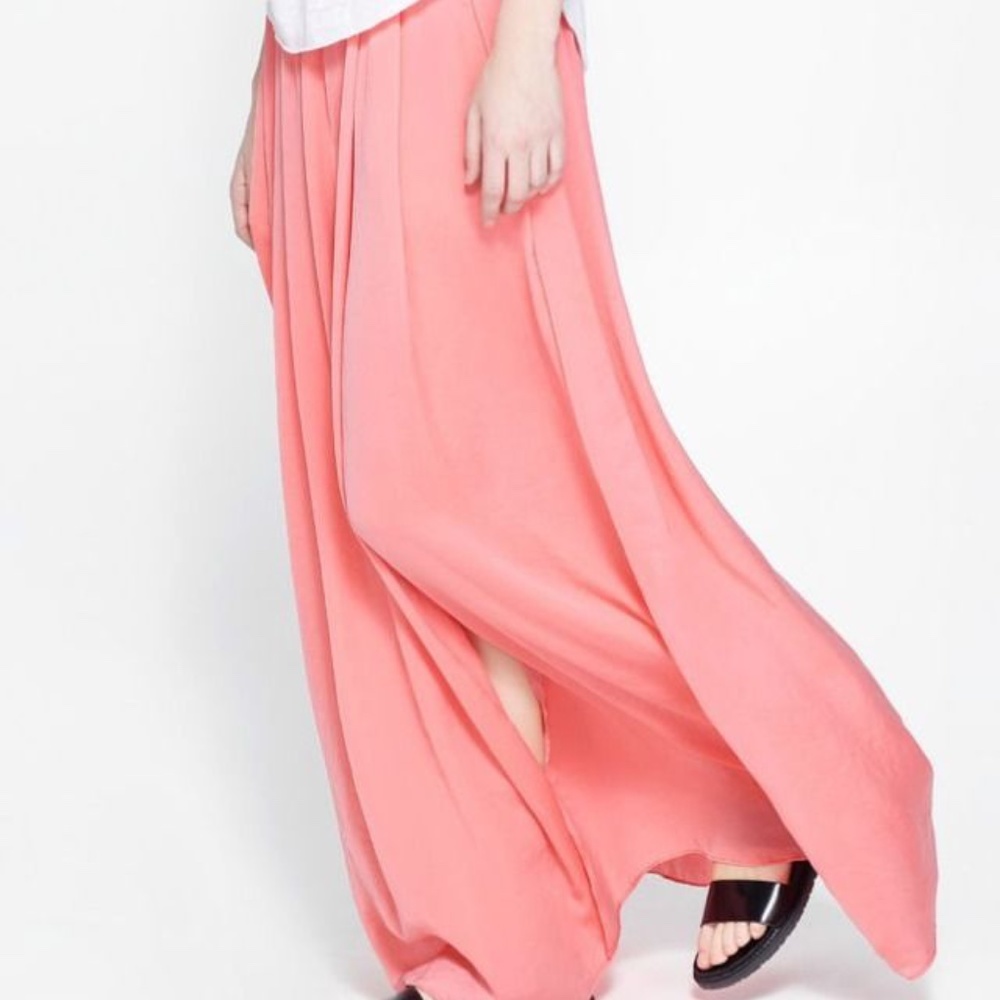 Zara Coral Maxi Long Skirt Size XS